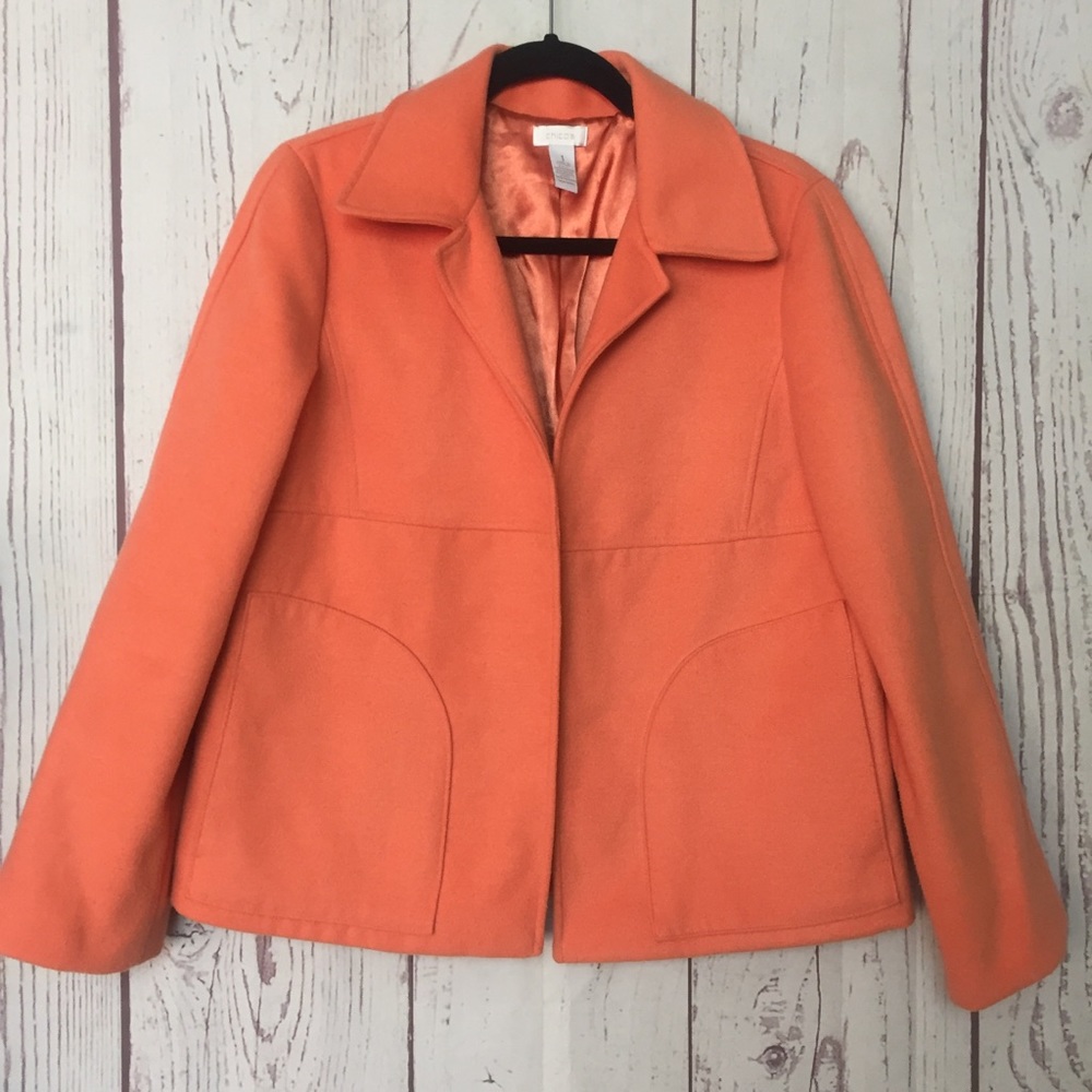Chico's Solid Orange Open Front Jacket - image 1